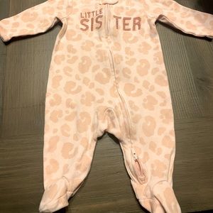 Baby girl onesie with long sleeves and attached footies